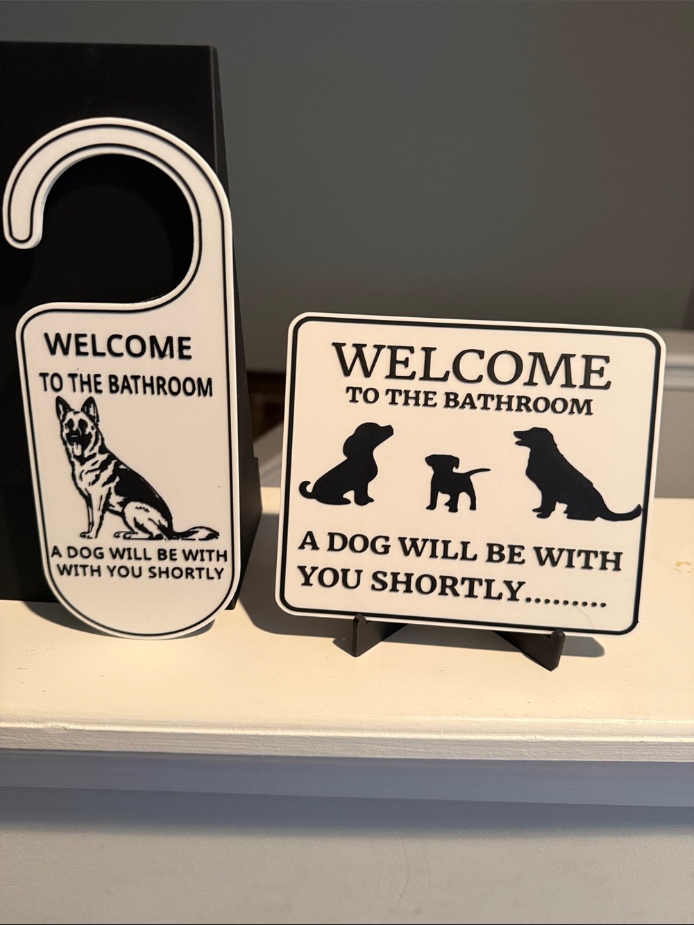 Welcome to the Bathroom Dog Signs - Black & White